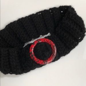 Black & red headband hand crochet
